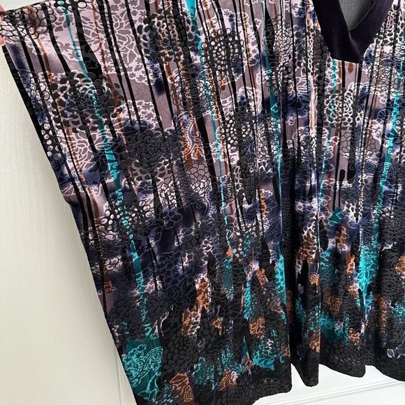 Gump’s San Francisco Jewel Toned Soft Velvet Chrysanthemum Caftan V-Neck Tunic L - Picture 6 of 16